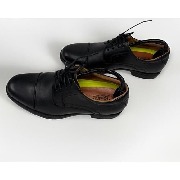 Men’s Florsheim Black Cap Toe Comfortech With Ortholite Dress Shoe 7D EXCELLENT - Picture 1 of 7